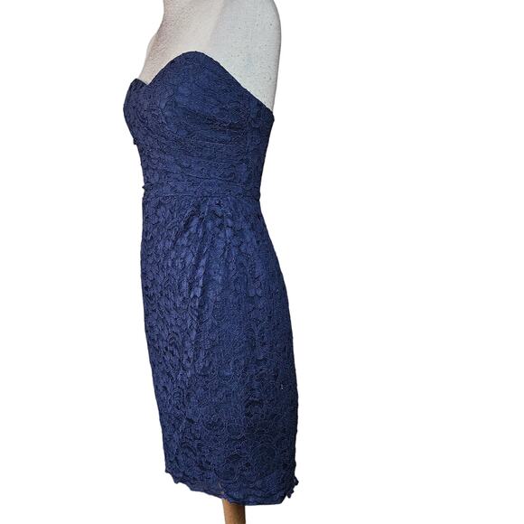 Navy Blue Lace Strapless Cocktail Dress Size 8 - Picture 4 of 4